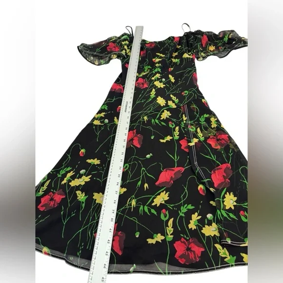 Jason Wu Grey Off-ShoulderFloral-Print Silk Chiffon Dress 4$595